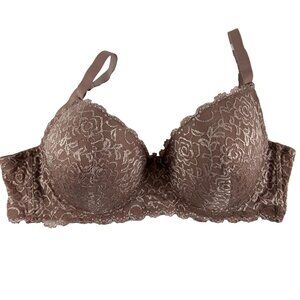 Sensual Inc Womens Bra Size 36DD Lace Roses Underwire Padded Light Brown